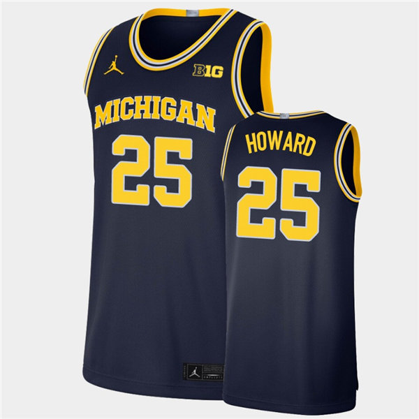 Mens Michigan Wolverines #25 Jace Howard Navy Jordan Brand College Basketball Game Jersey