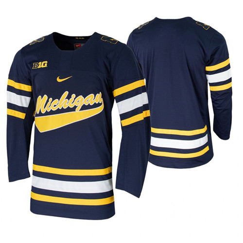 Mens Michigan Wolverines Blank Stitched Nike Navy Hockey Team Jerseys