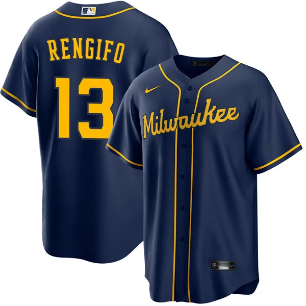Mens Milwaukee Brewers #13 Luis Rengifo Nike Navy Alternate Limited Jersey 