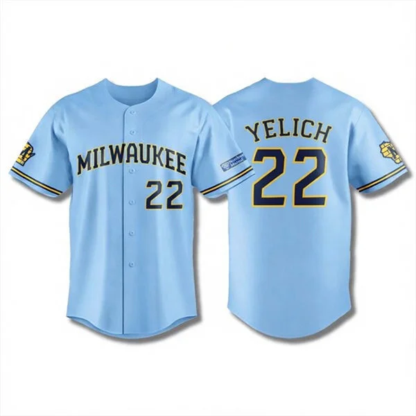 Mens Milwaukee Brewers #22 Christian Yelich Nike 2026 Light Blue Road Limited Jersey 