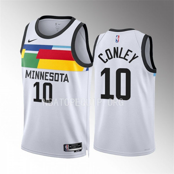 Mens Minnesota Timberwolves #10 Mike Conley White 2022-23 City Edition Jersey