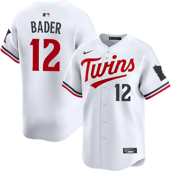 Mens Minnesota Twins #12 Harrison Bader Nike Home White Limited Player Jersey 