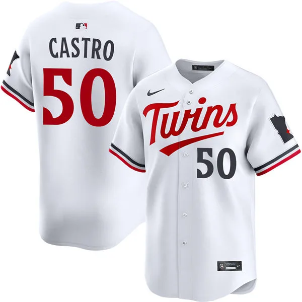 Mens Minnesota Twins #50 Willi Castro Nike Home White Limited Player Jersey 
