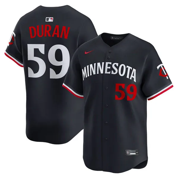 Mens Minnesota Twins #59 Jhoan Duran Nike Navy Alternate Vapor Limited Player Jersey 