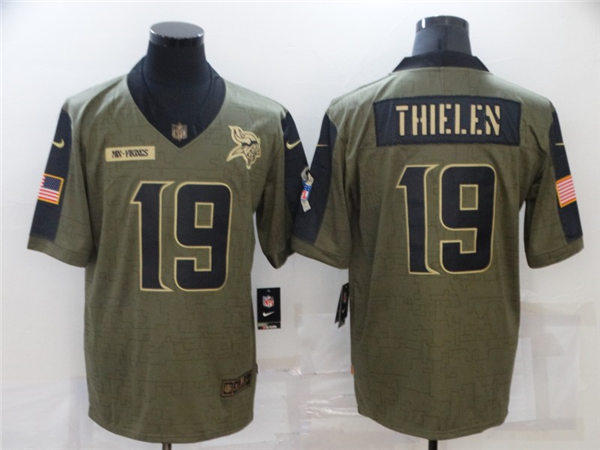 Mens Minnesota Vikings #19 Adam Thielen Nike Olive 2021 Salute to Service Limited Jersey