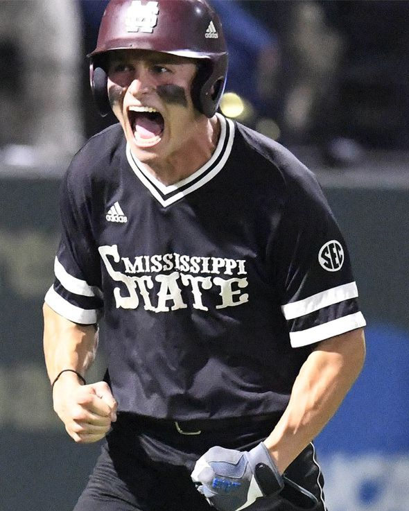 Mens Mississippi State Bulldogs #15 Jake Mangum Black Adidas Pullover College Baseball Game Jersey