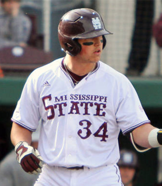 Mens Mississippi State Bulldogs #34 Hunter Renfroe 2012-17 White button Adidas Baseball Jersey