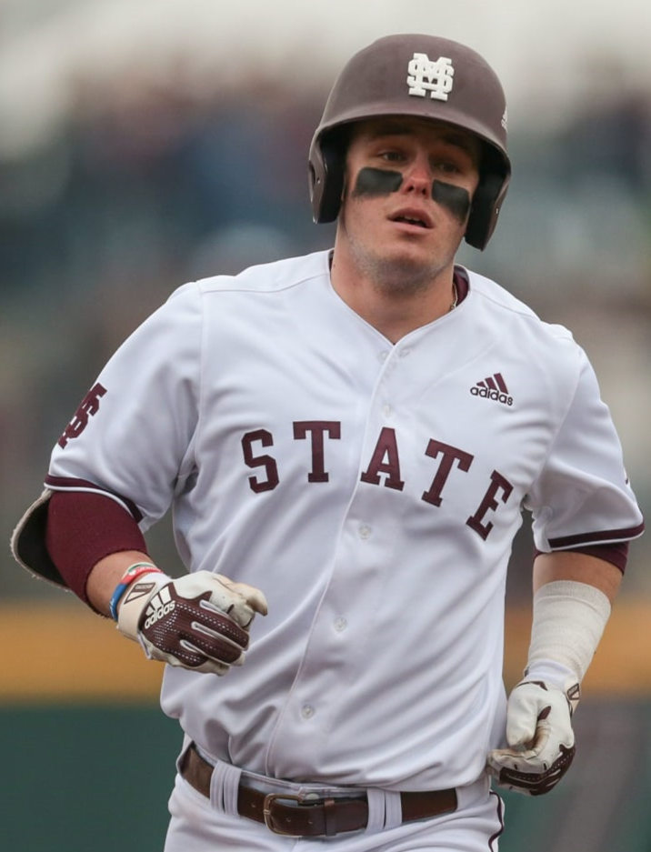 Mens Mississippi State Bulldogs #5 Tanner Allen 2019 White State Adidas Full-button Baseball Jersey