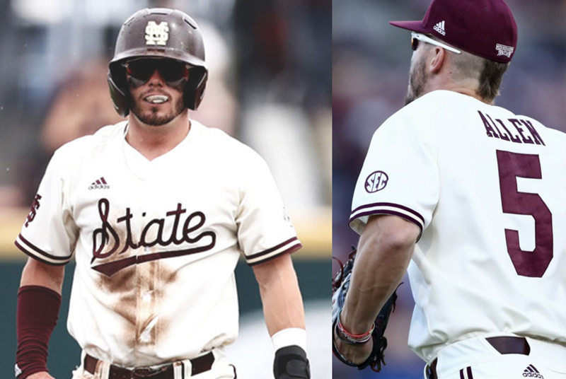 Mens Mississippi State Bulldogs #5 Tanner Allen 2021 Tan Adidas Full-button Baseball Game Jersey