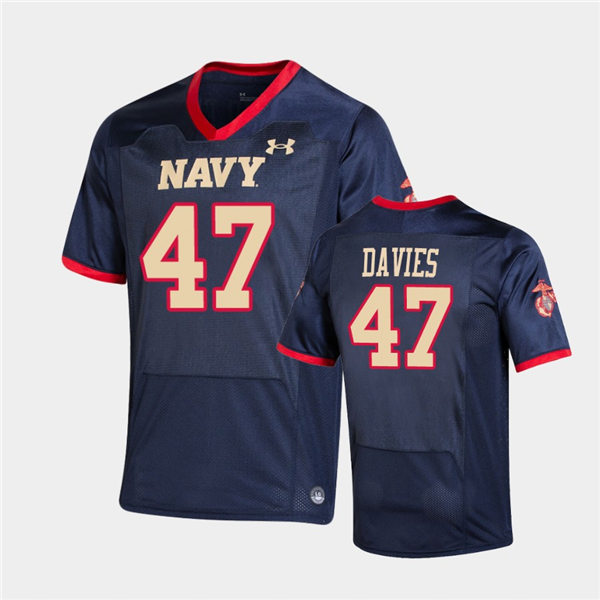 Mens Navy Midshipmen #47 Daniel Davies Under Armour Navy USMC Special Game Football Jersey