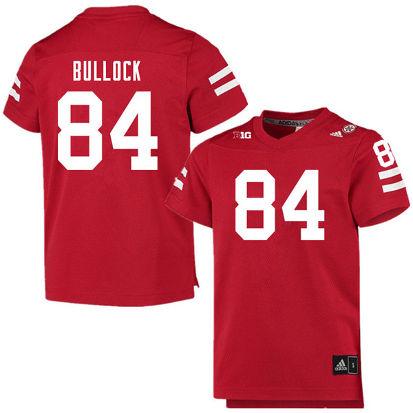Mens Nebraska Cornhuskers #84 Alex Bullock adidas Home Scarlet College Football Game Jersey