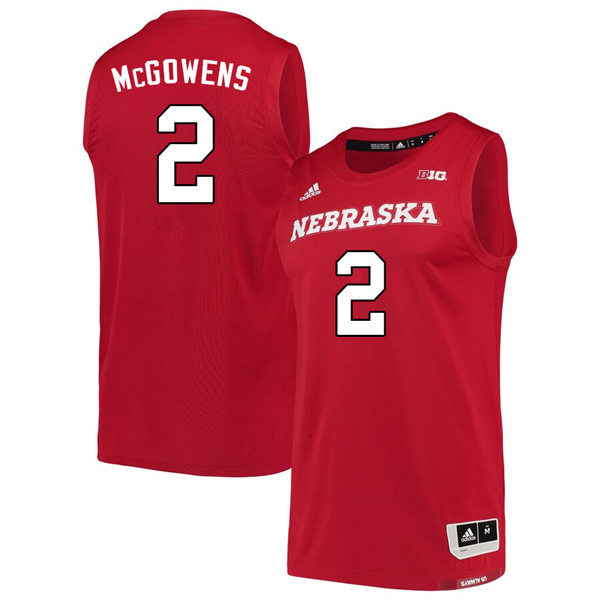 Mens Nebraska Huskers #2 Trey McGowens 2020 Scarlet Adidas College Basketball Swingman Jersey