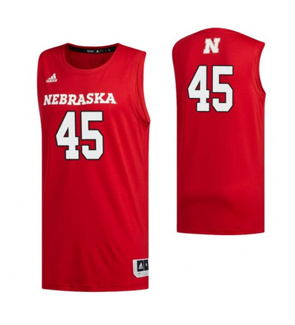 Mens Nebraska Huskers #45 Dalano Banton 2020 Scarlet Adidas College Basketball Game Jersey