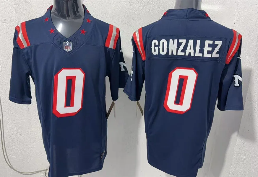 Mens New England Patriots #0 Christian Gonzalez Navy Rivalries Replica F.U.S.E. Limited Jersey 