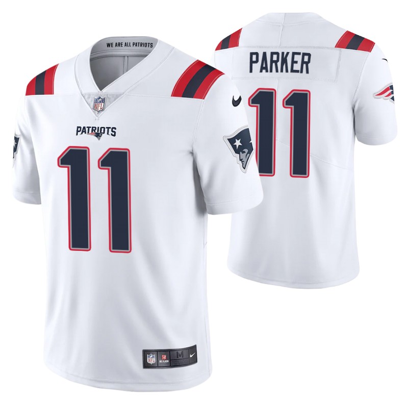 Mens New England Patriots #11 DeVante Parker Nike White Vapor Untouchable Limited Jersey