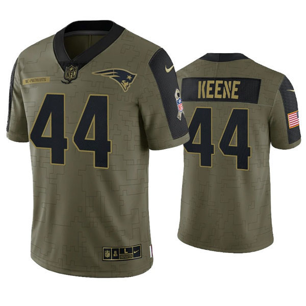 Mens New England Patriots #44 Dalton Keene Nike Olive 2021 Salute To Service Limited Jersey