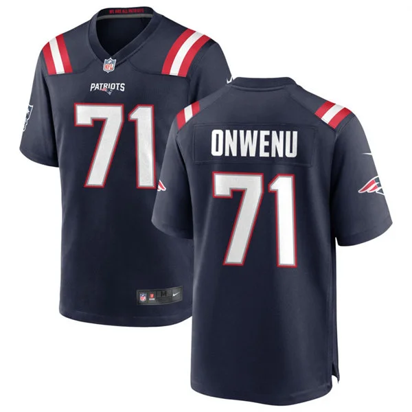 Mens New England Patriots #71 Mike Onwenu Nike Navy Vapor F.U.S.E. Limited Jersey 