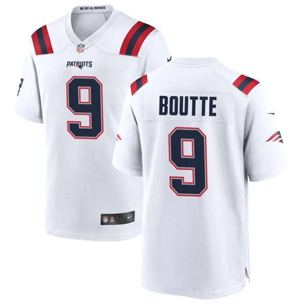 Mens New England Patriots #9 Kayshon Boutte Nike White Vapor F.U.S.E. Limited Jersey 