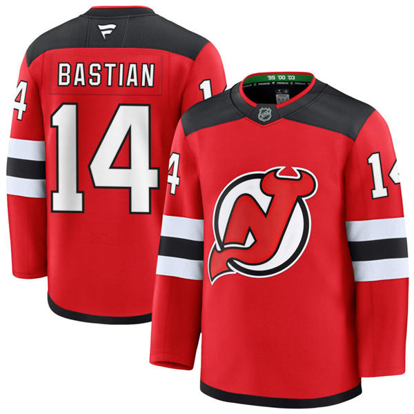 Mens New Jersey Devils #14 Nathan Bastian Fanatics Home Red Player Jersey 