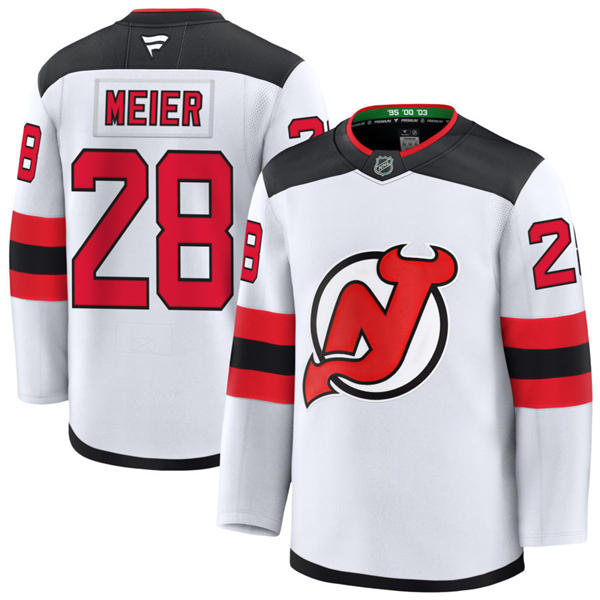 Mens New Jersey Devils #28 Timo Meier Fanatics Away White Jersey 