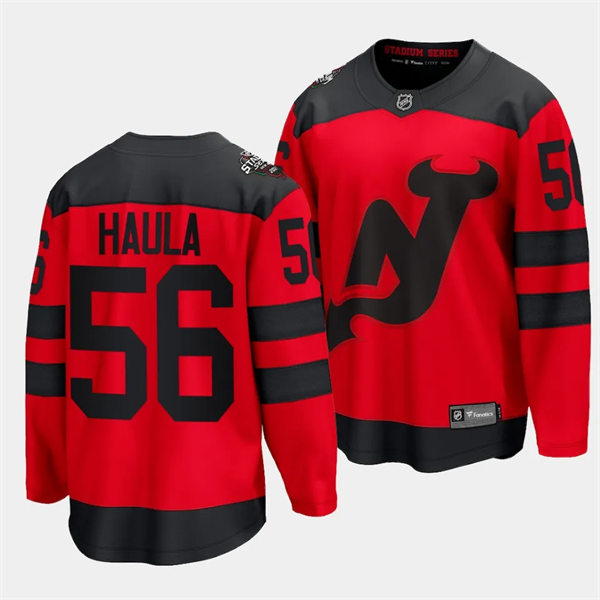Mens New Jersey Devils #56 Erik Haula 2024 NHL Stadium Series Jersey Red 