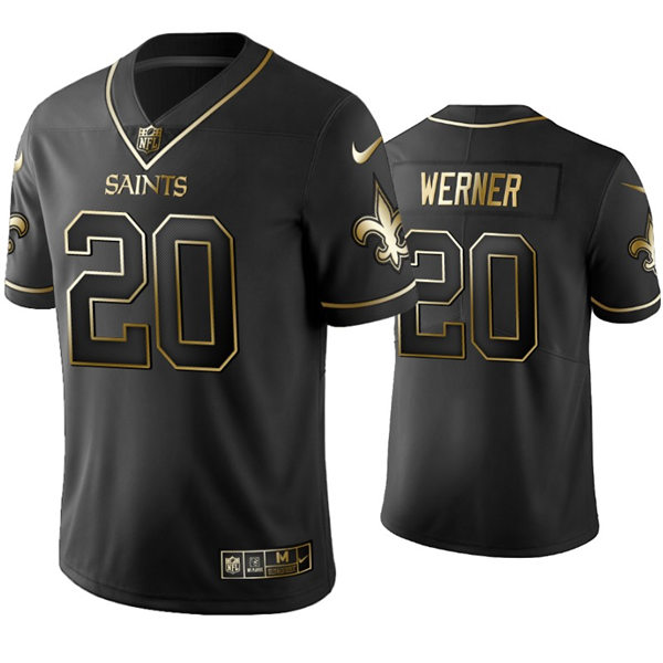 Mens New Orleans Saints #20 Pete Werner Nike Black Golden Edition Vapor Limited Jersey