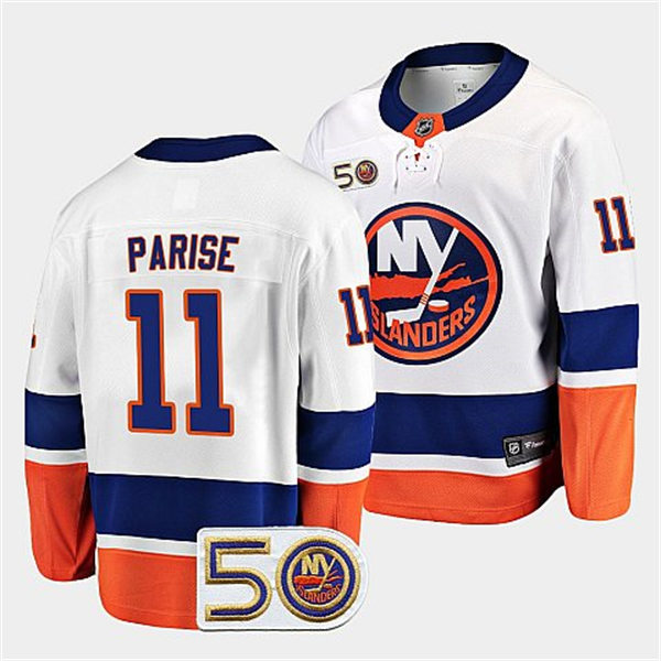 Mens New York Islanders #11 Zach Parise adidas Away White Jersey 