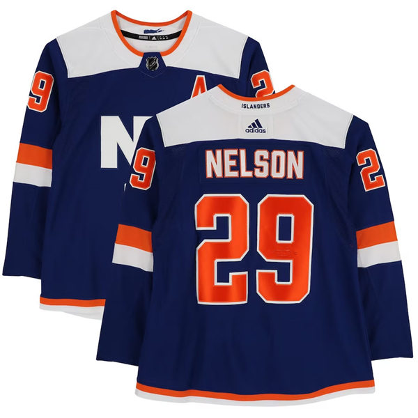 Mens New York Islanders #29 Brock Nelson adidas Blue Alternate Jersey 