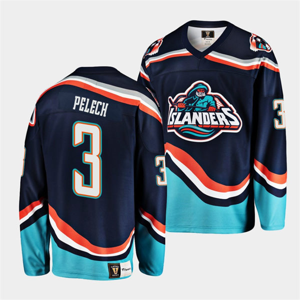 Mens New York Islanders #3 Adam Pelech 2022 Reverse Retro Replic 20. Jersey Navy 