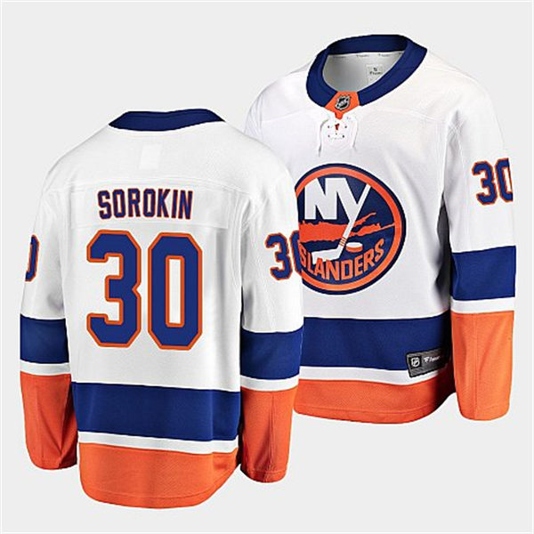 Mens New York Islanders #30 Ilya Sorokin adidas Away White Jersey 