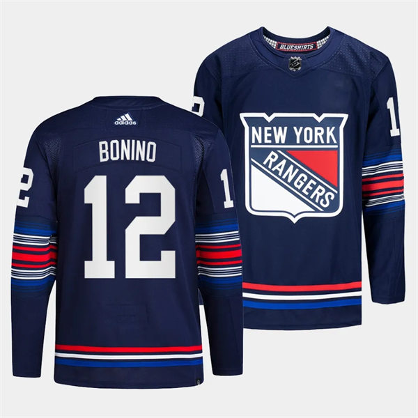 Mens New York Rangers #12 Nick Bonino 2023-24 Navy Alternate Premier Jersey 