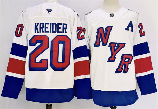 Mens New York Rangers #20 Chris Kreider 2024 NHL Stadium Series Jersey White p 
