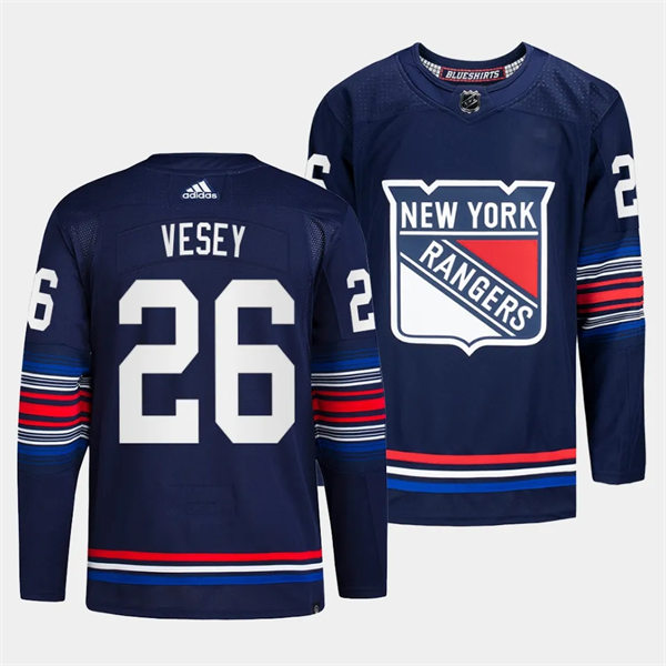 Mens New York Rangers #26 Jimmy Vesey 2023-24 Navy Alternate Premier Jersey 