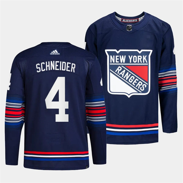 Mens New York Rangers #4 Braden Schneider 2023-24 Navy Alternate Premier Jersey 