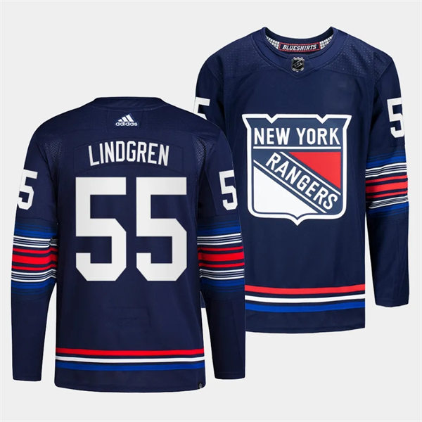 Mens New York Rangers #55 Ryan Lindgren 2023-24 Navy Alternate Premier Jersey 
