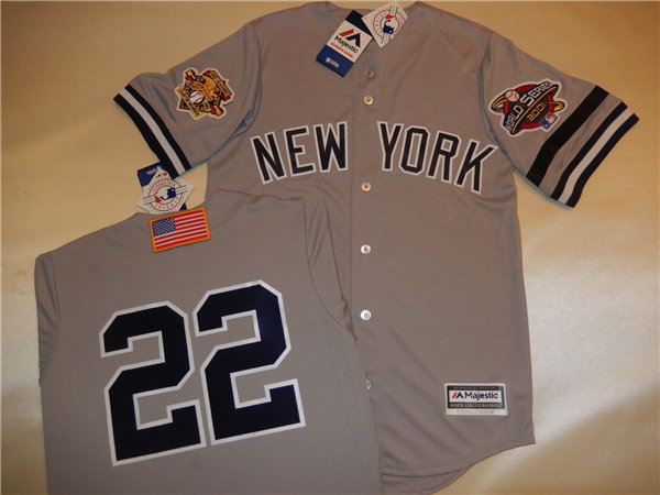 Mens New York Yankees #22 ROGER CLEMENS Grey Majestic Cooperstown 2001 World Series GAME Baseball Jerseys