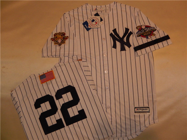 Mens New York Yankees #22 ROGER CLEMENS White Pinstripe Majestic Cooperstown 2001 World Series GAME Baseball Jerseys