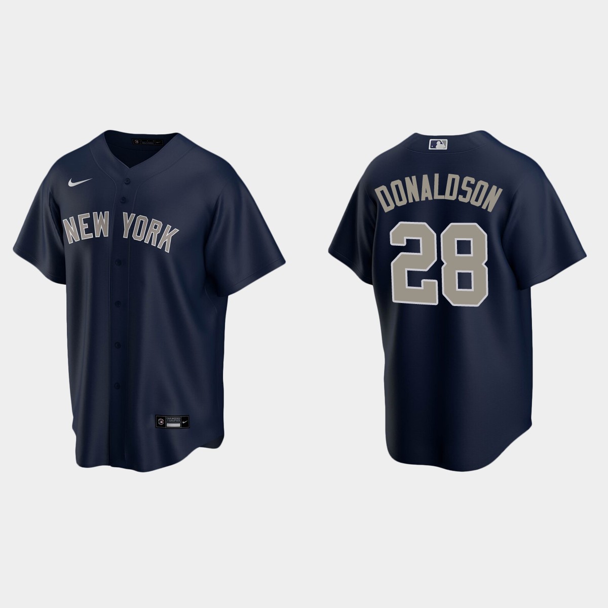 Mens New York Yankees #28 Josh Donaldson Nike Navy Gray Alternate 2nd with Name Cool Base Player Jersey