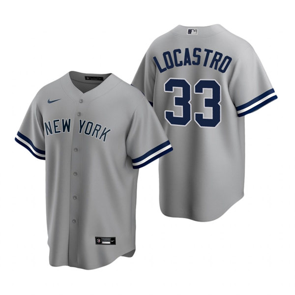 Mens New York Yankees #33 Tim Locastro Nike Grey Road with Name Cool Base Player Jersey