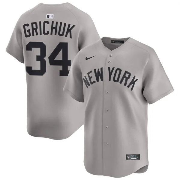 Mens New York Yankees #34 Randal Grichuk Nike Gray With Name Away Limited Jersey 