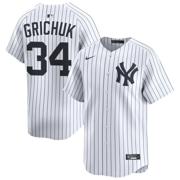 Mens New York Yankees #34 Randal Grichuk Nike White Home with Name Limited Jersey 