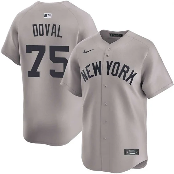 Mens New York Yankees #75 Camilo Doval Nike Gray With Name Away Limited Jersey 