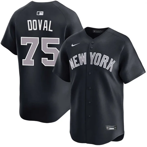 Mens New York Yankees #75 Camilo Doval Nike Navy Alternate 2nd with Name New York Limited Jersey 