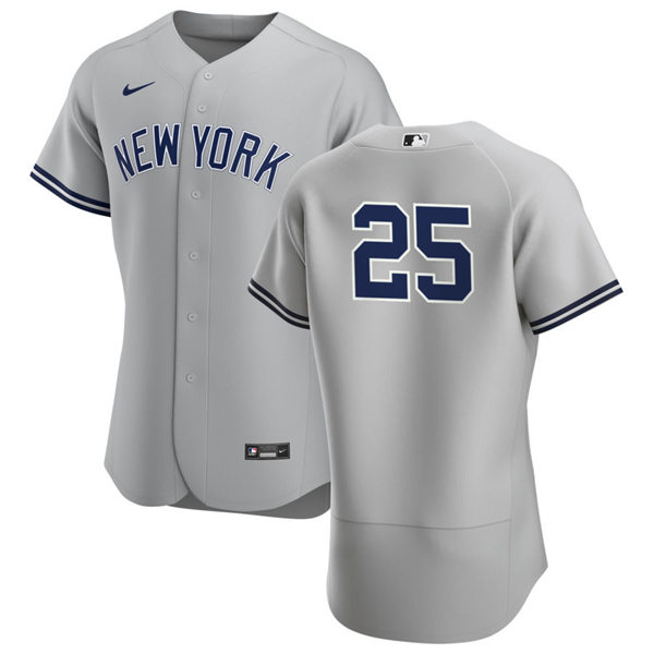 Mens New York Yankees Retired Player #25 Tommy John Nike Grey Road FlexBase Game Jersey