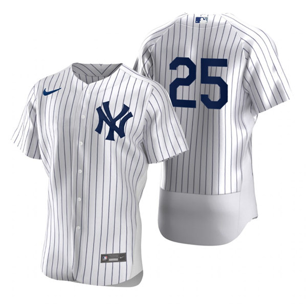 Mens New York Yankees Retired Player #25 Tommy John Nike White Home FlexBase Game Jersey