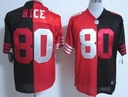 Mens Nik Elite Split Jersey San Francisco 49ers #80 Jerry Rice Red with Black