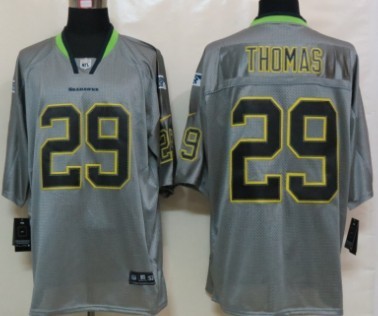 Mens Nike Elite Jersey Seattle Seahawks #29 Earl Thomas III Lights Out Gray Elite Green Neck