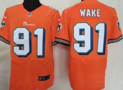 Mens Nike Miami Dolphins Jersey #91 Cameron Wake Orange Elite style