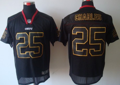 Mens Nike NFL Elite Jersey Kansas City Chiefs #25 Jamaal Charles Lights Out Black