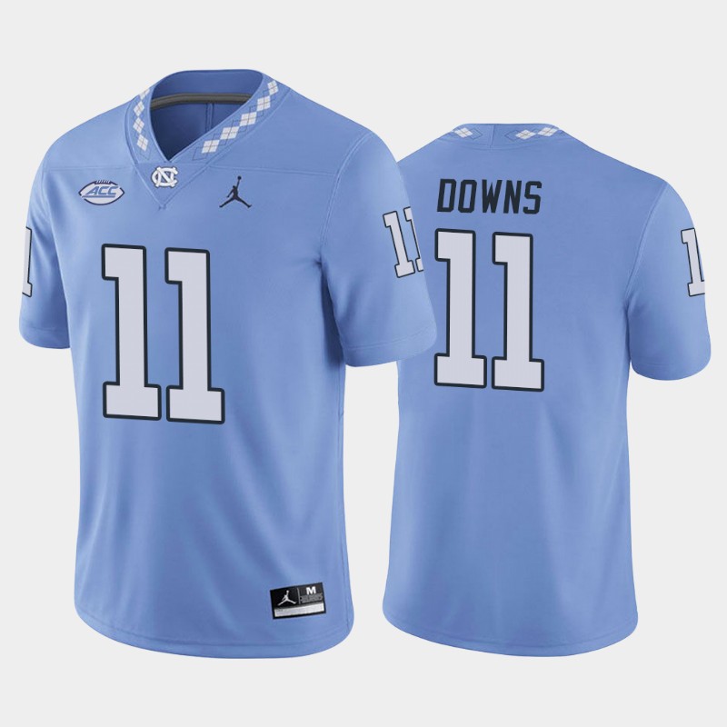 Mens North Carolina Tar Heels #11 Josh Downs Carolina Blue College Football Game Jersey